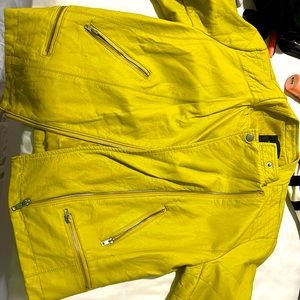yellow leather jacket